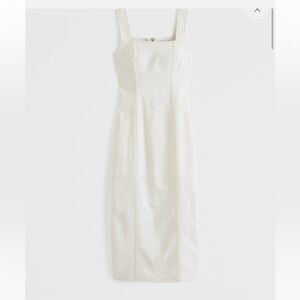 Abercrombie & Fitch Denim Column Midi Dress Cream Stretch Size SP